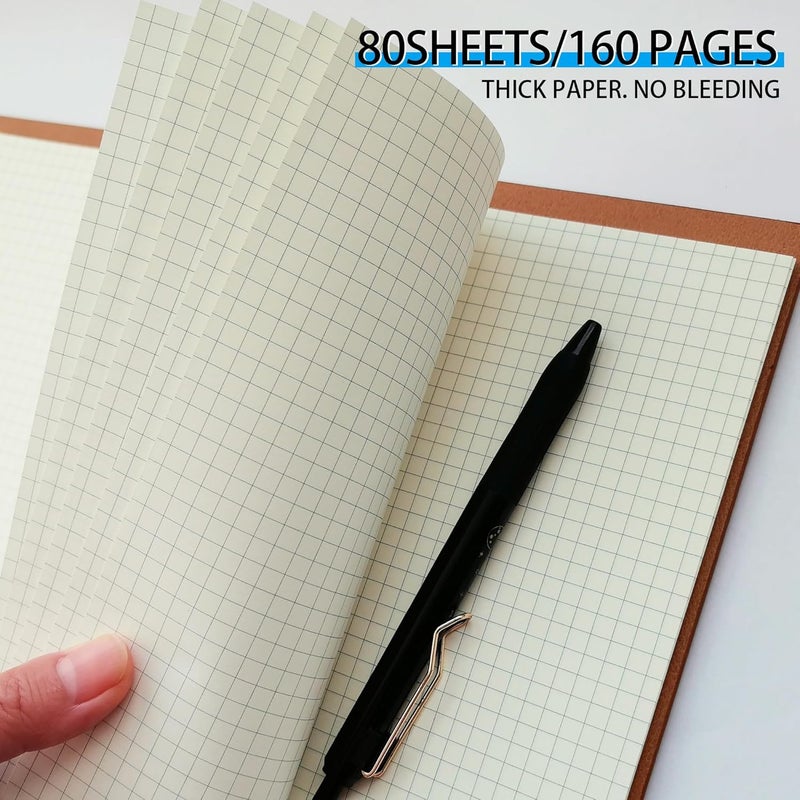Mafegu A5 Grid Refill Paper,100GSM A5 Graph Rule Paper/Quad Rule Filler Paper for 6 Ring Refillable Binder/Planner/Diary Journals/Painting, 80 Sheets/160 Pages (Beige-Grid-A5) - Image 3